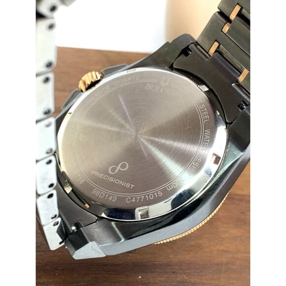 Bulova Men's Watch Precisionist 98D149 Diamond Dial Date Grey & Rose Gold Steel - Picture 7 of 15